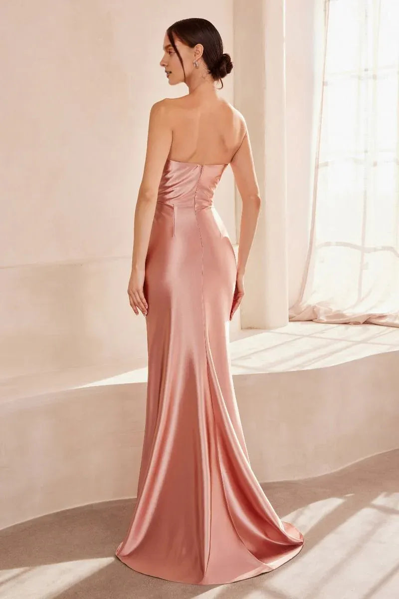 Weitese Dress Strapless Fitted Slit Long Formal Evening Mermaid/Trumpet Sweep/Brush Train Prom Dress